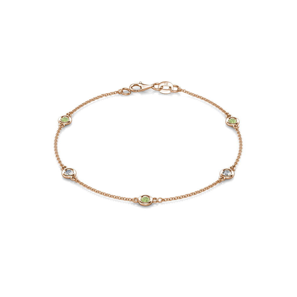 Aizza 0.84 ctw Peridot and Natural Diamond (3.50 mm) Station Bracelet 